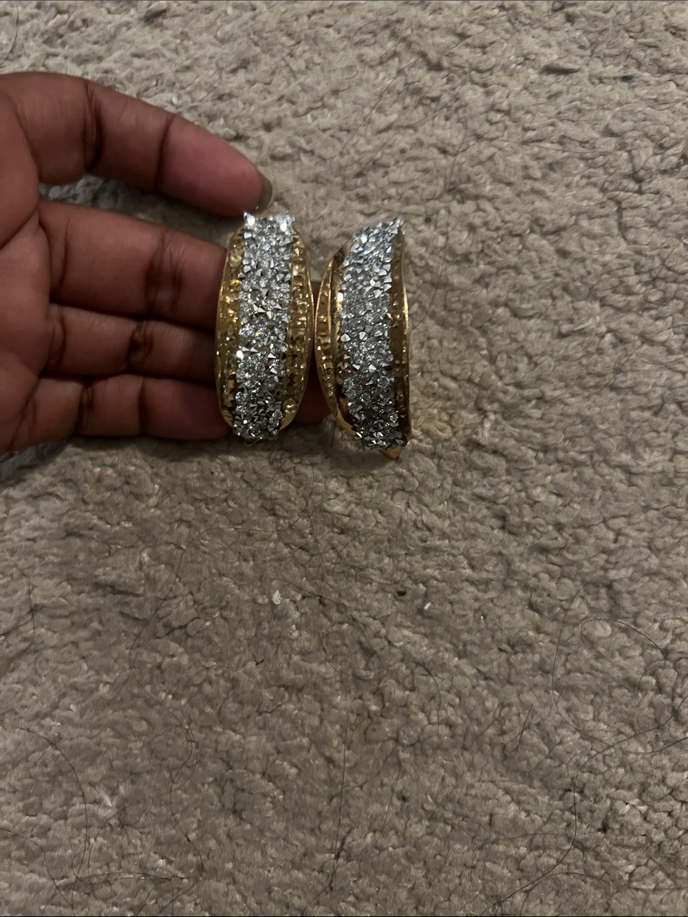 Gold and Silver Crystal-Accented Hoop Earrings